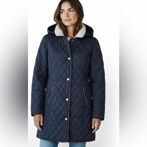 Ralph Lauren Quilted Litchfield Loden Hoodie Jacket Coat Black Label Sherpa Sz L